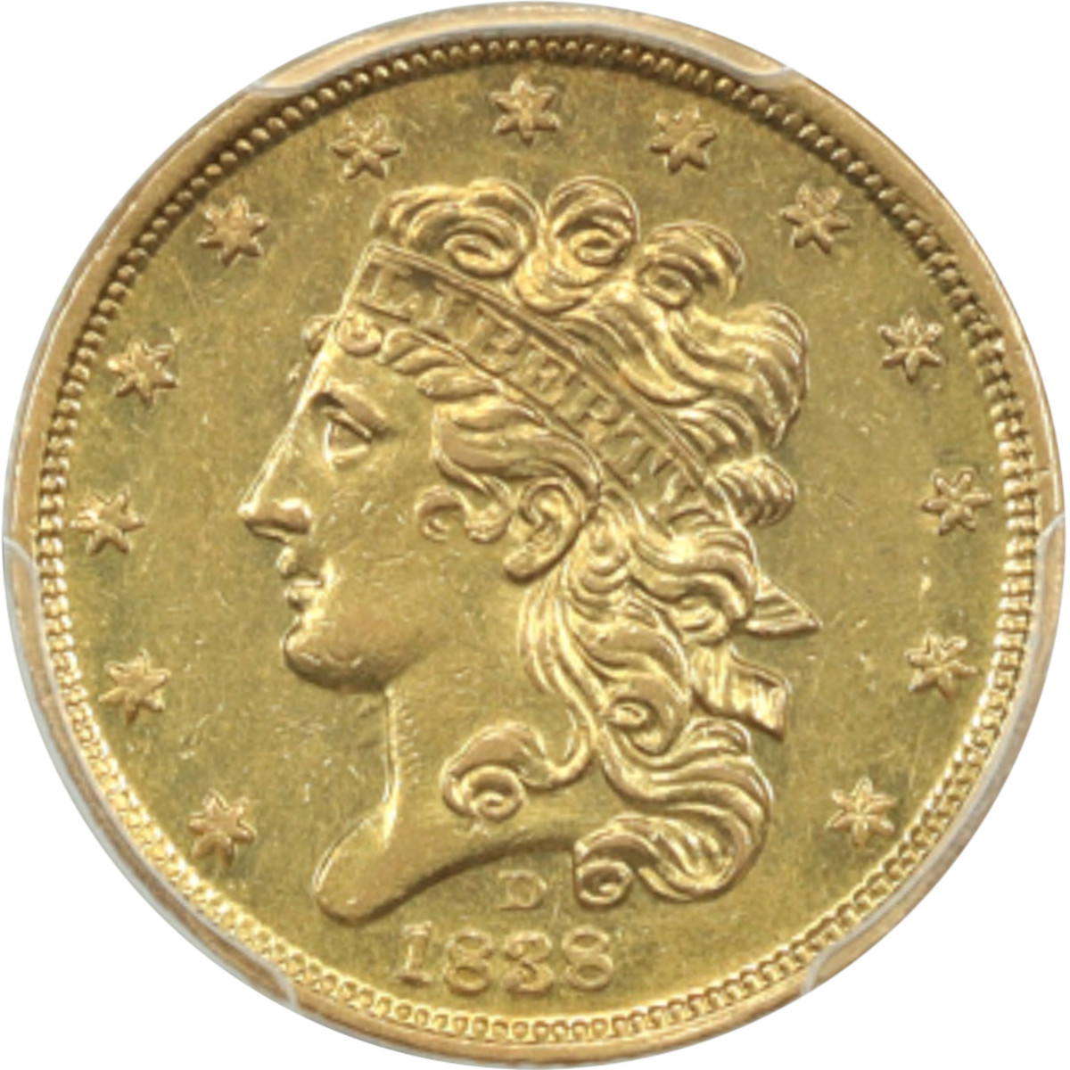 1838-D-$5-Classic-Head-First-Year-Dahlonega-Mint-Half-Eagle-#2-Hm-1,-Winter-1A,-R3